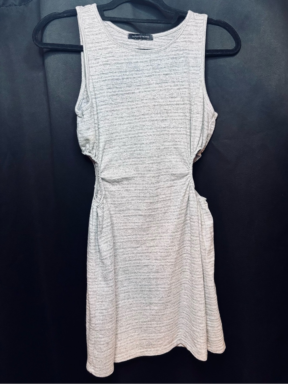 Caution To The Wind Heather Gray Backless Side-Cut Tank Dress